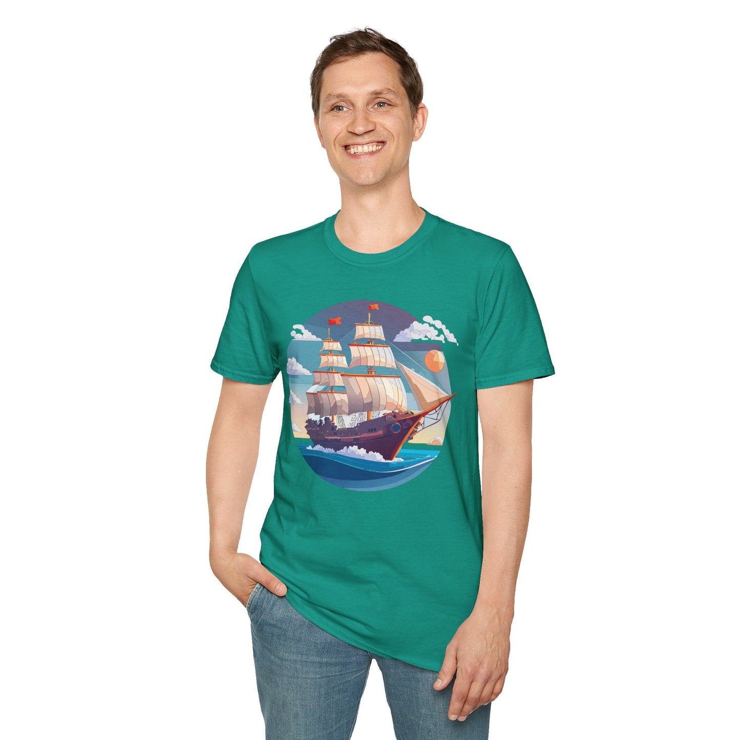 Nautical Ship T Shirts Frigate T Shirts Vessel Tee Shirt Unisex Softstyle T Shirt