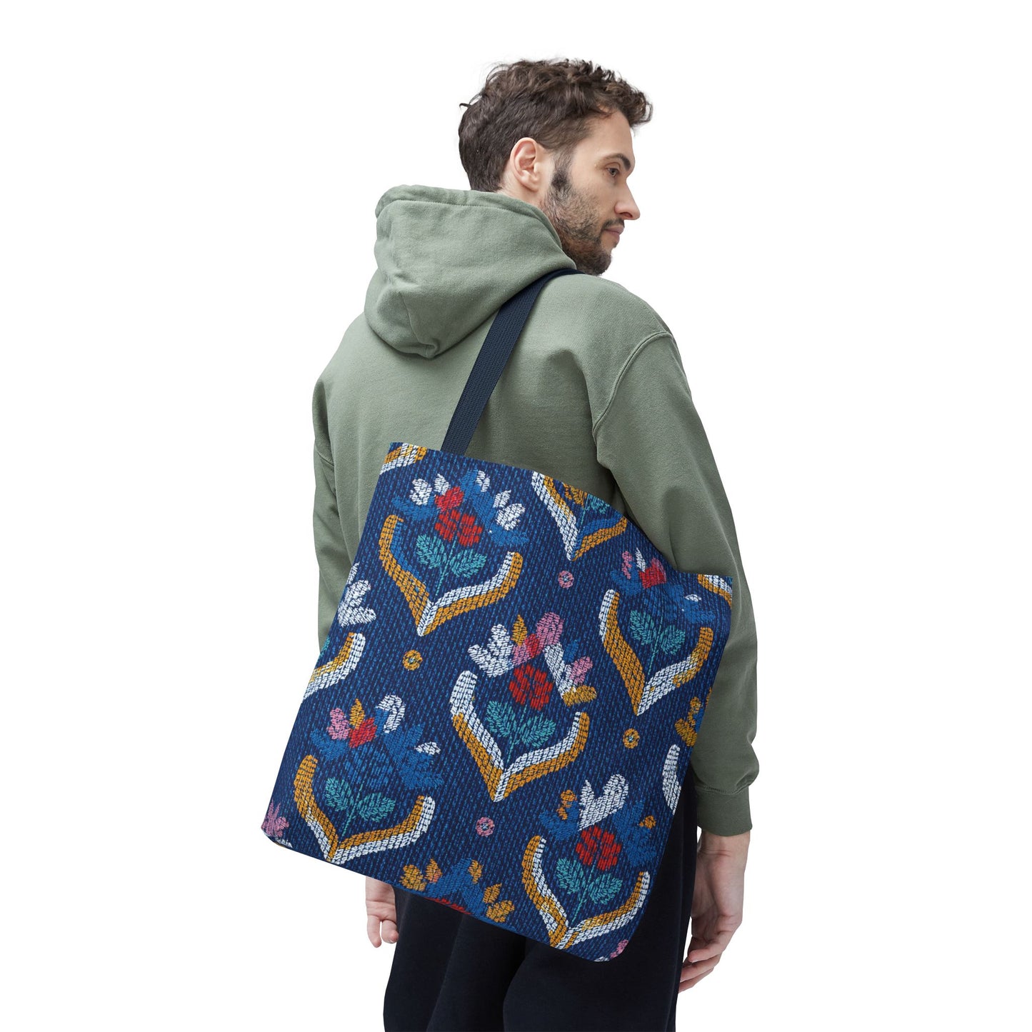 Denim Fabric Imitation Print Unisex Canvas Bag Poly Spun 3 Sizes Tote Bag 150