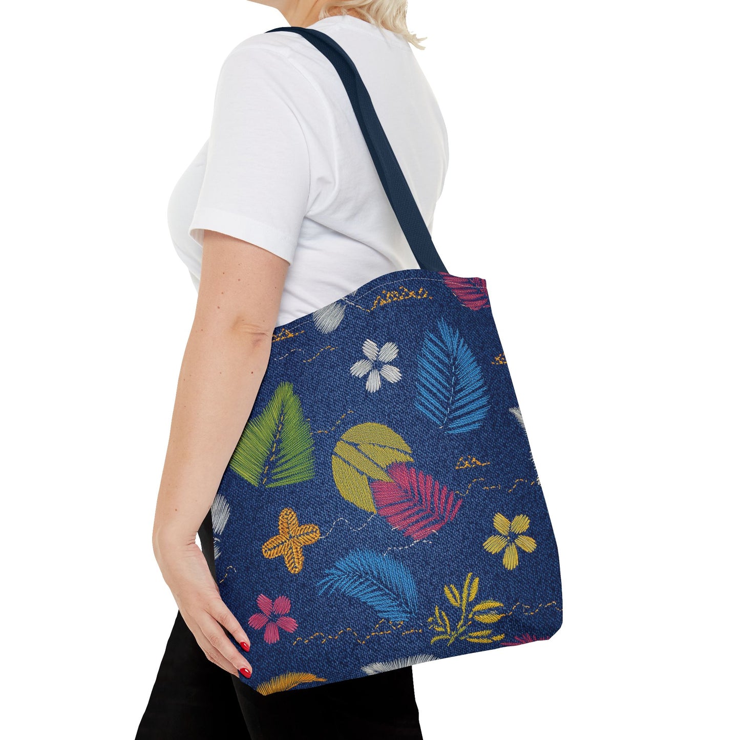 Denim Fabric Imitation Print Unisex Canvas Bag Poly Spun 3 Sizes Tote Bag 182-10