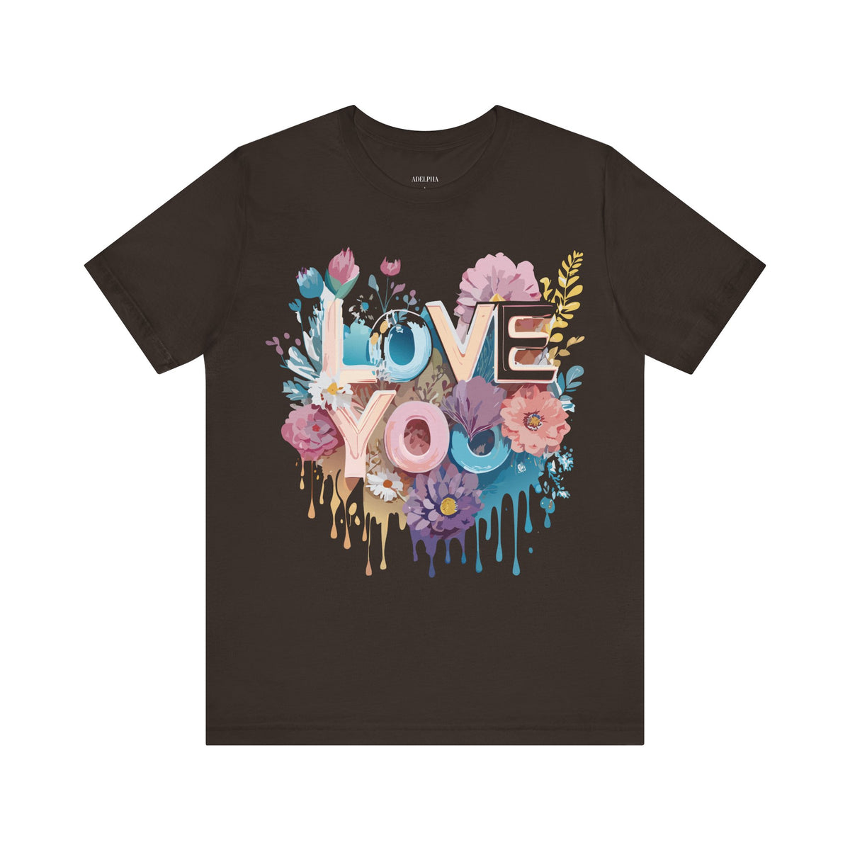 Valentine's Day Graphic Unisex Cotton Bella+Canvas Tee with Floral Art Design d127