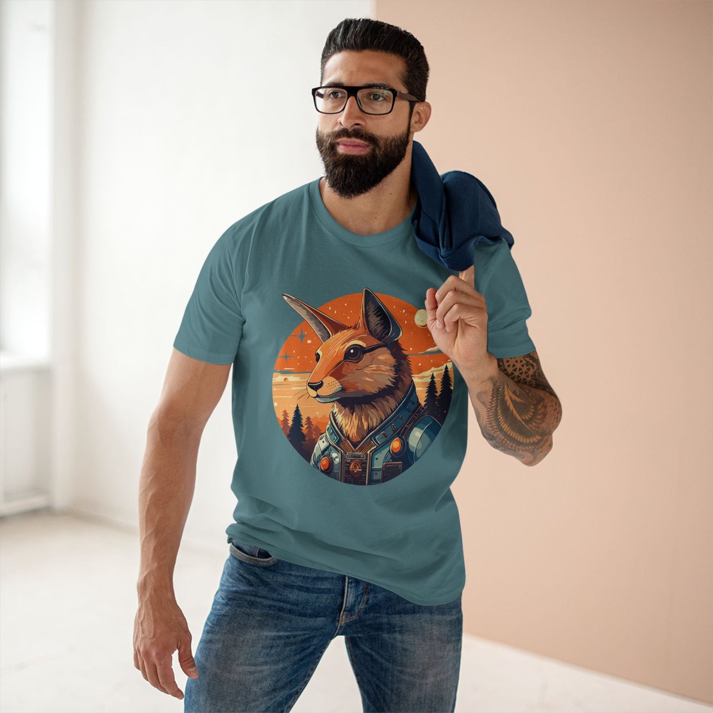 Rabbit Shirt Unisex Premium Cotton Tee With Original Art By Retro2Nova Animal Collection Soft Breathable Comfort