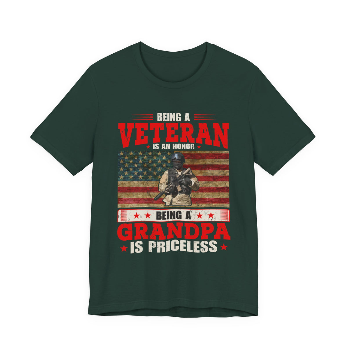 Veteran Grandpa T-Shirt American Flag Soldier Grandpa Unisex Cotton Tee v34
