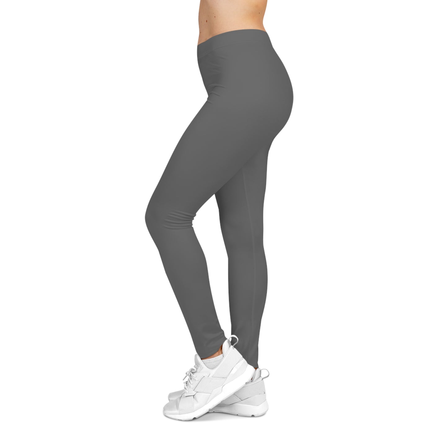Dim Grey Color Women's Poly-Span Casual Leggings Print Everyday Activewear Pants