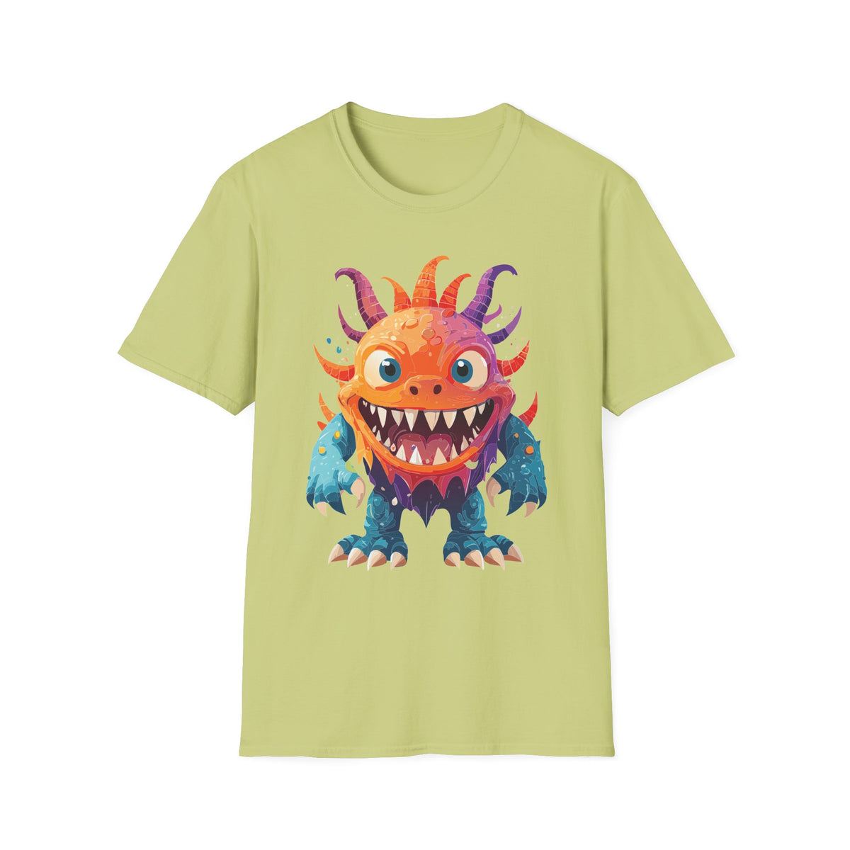 Colorful Cartoon Monster T-Shirt | Cute Spiky Halloween Creature Graphic Design Unisex 100 Cotton Gildan T-Shirt