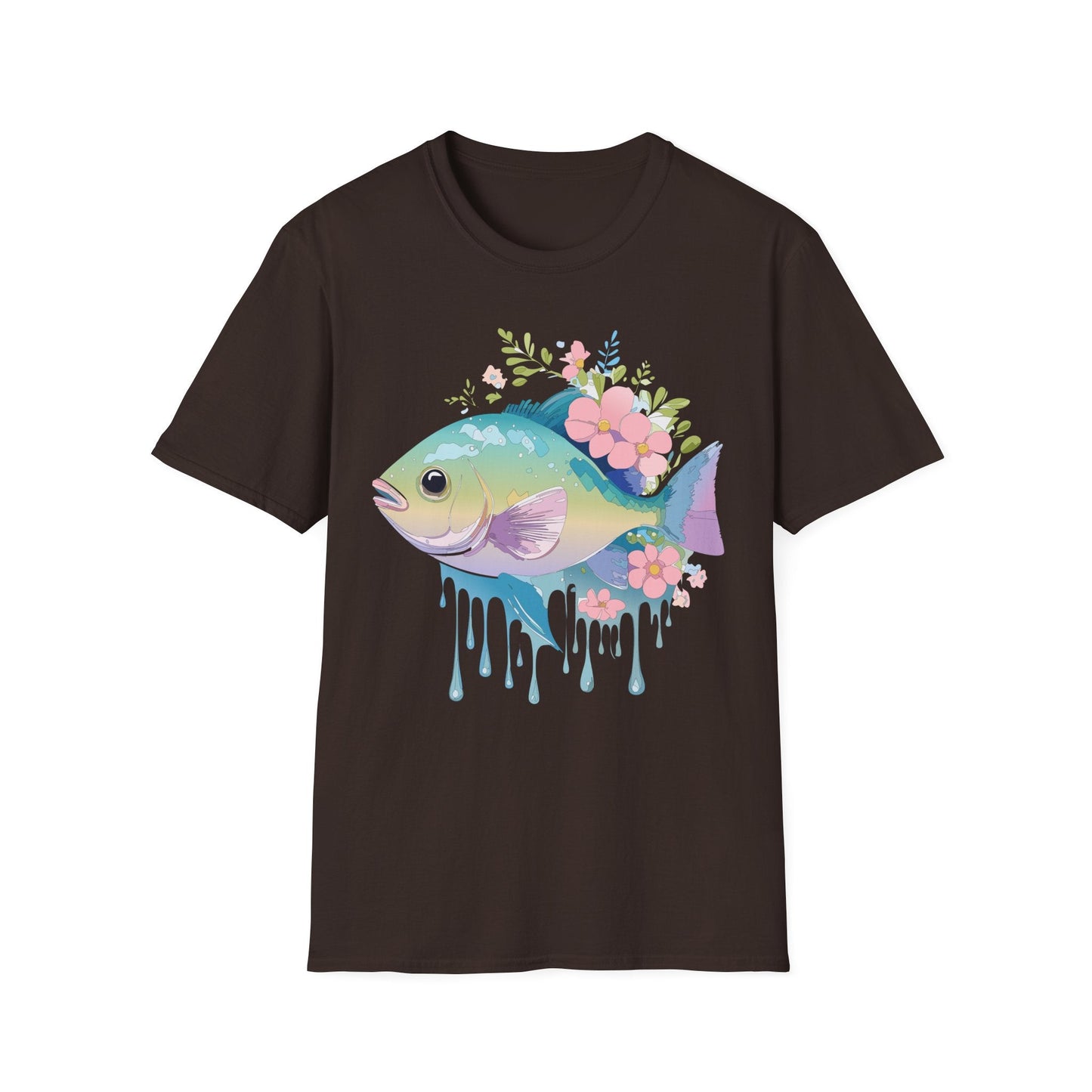 Fish Art Graphic Tee Unisex Gildan Softstyle 64000 100 Percent Ring Spun Cotton Comfortable Tee