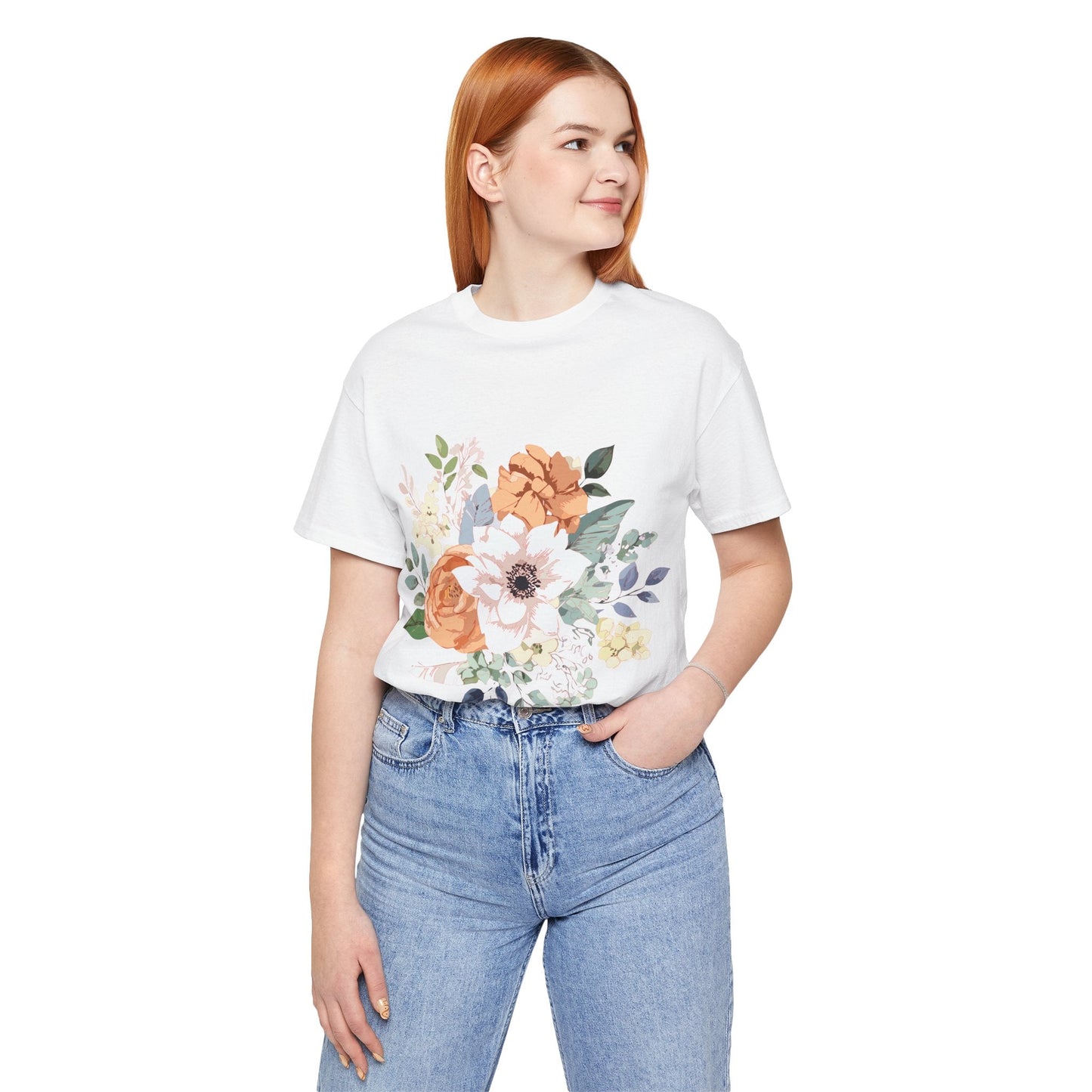 Unisex Floral Shirt Jersey Short Sleeve Tee Lightweight Breathable Flowers Collection Retro2Nova
