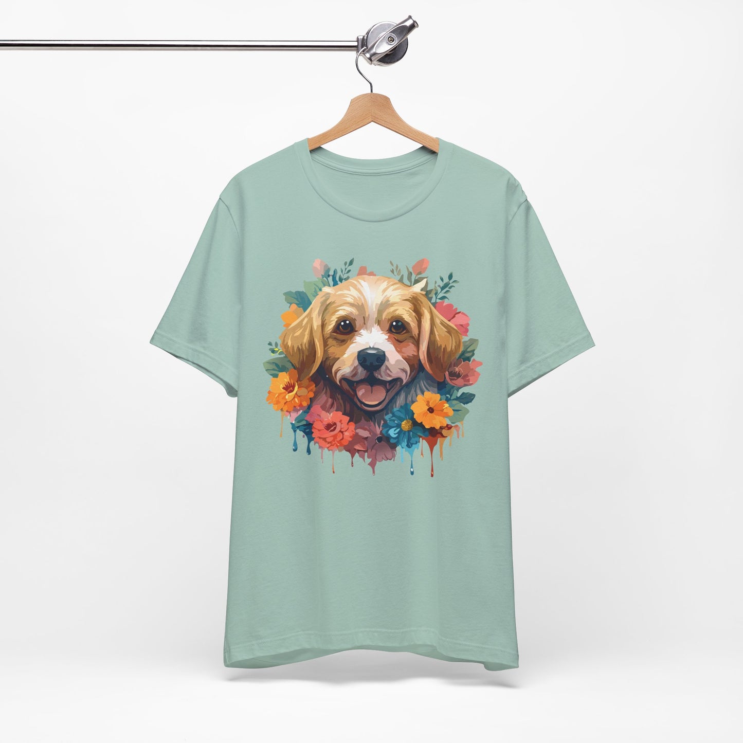 Floral Dog Tee, Animal Shirt, Dog Shirt, Floral Tee, Flower T-shirt, T-Shirt with Animal, Summer Top with Art Design