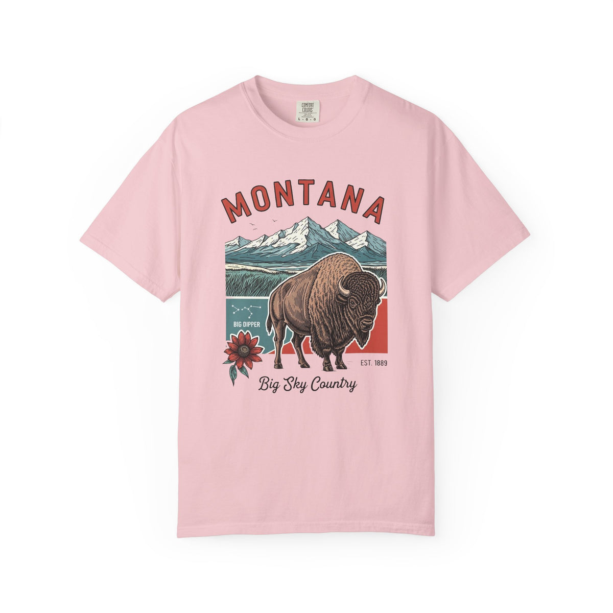 Montana Graphic Unisex Heavyweight Garment-Dyed Travel Tourist Graphic Gift Tee 100 Cotton Comfort Colors T-Shirt