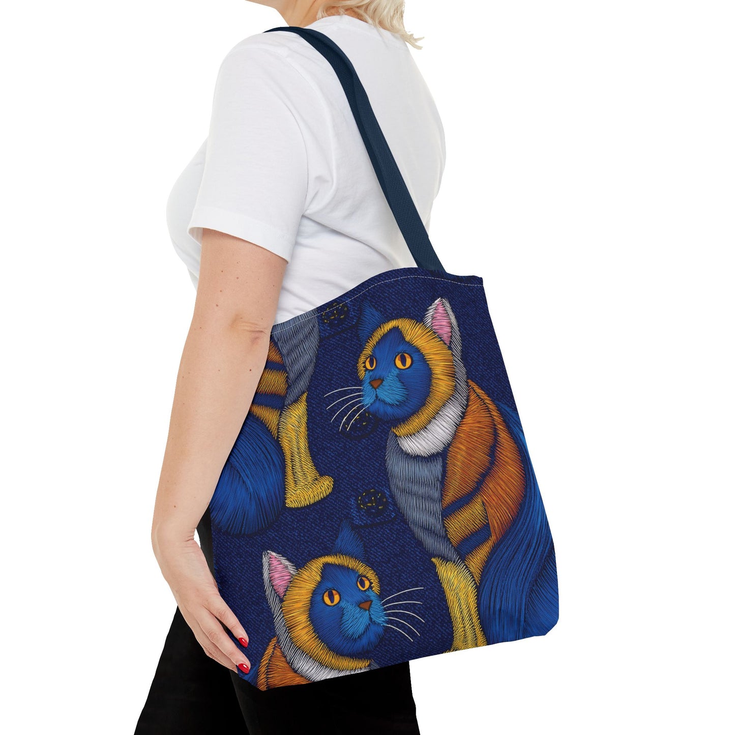 Denim Fabric Imitation Print Unisex Canvas Bag Poly Spun 3 Sizes Tote Bag 190-4