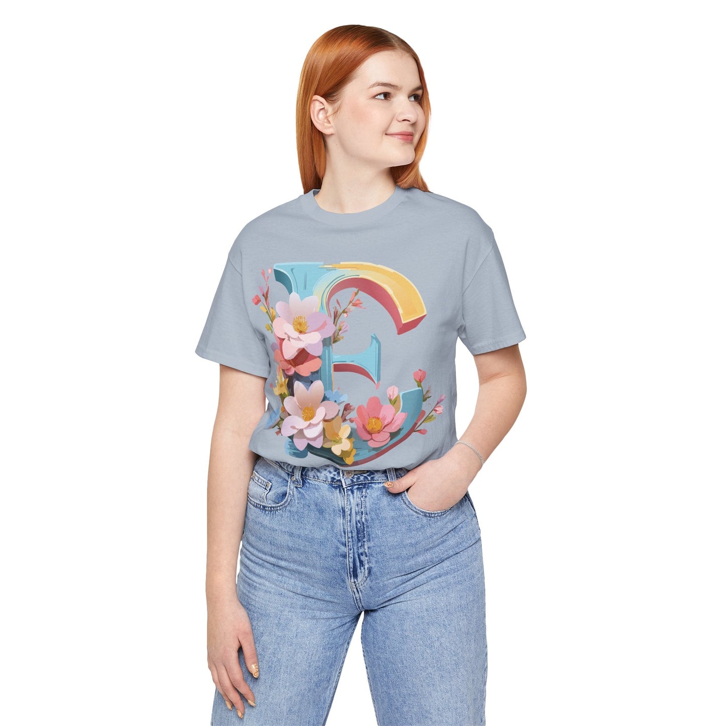 Letter E Shirt Unisex Graphic Tee Short Sleeve Vintage Inspired Art Design Adelpha