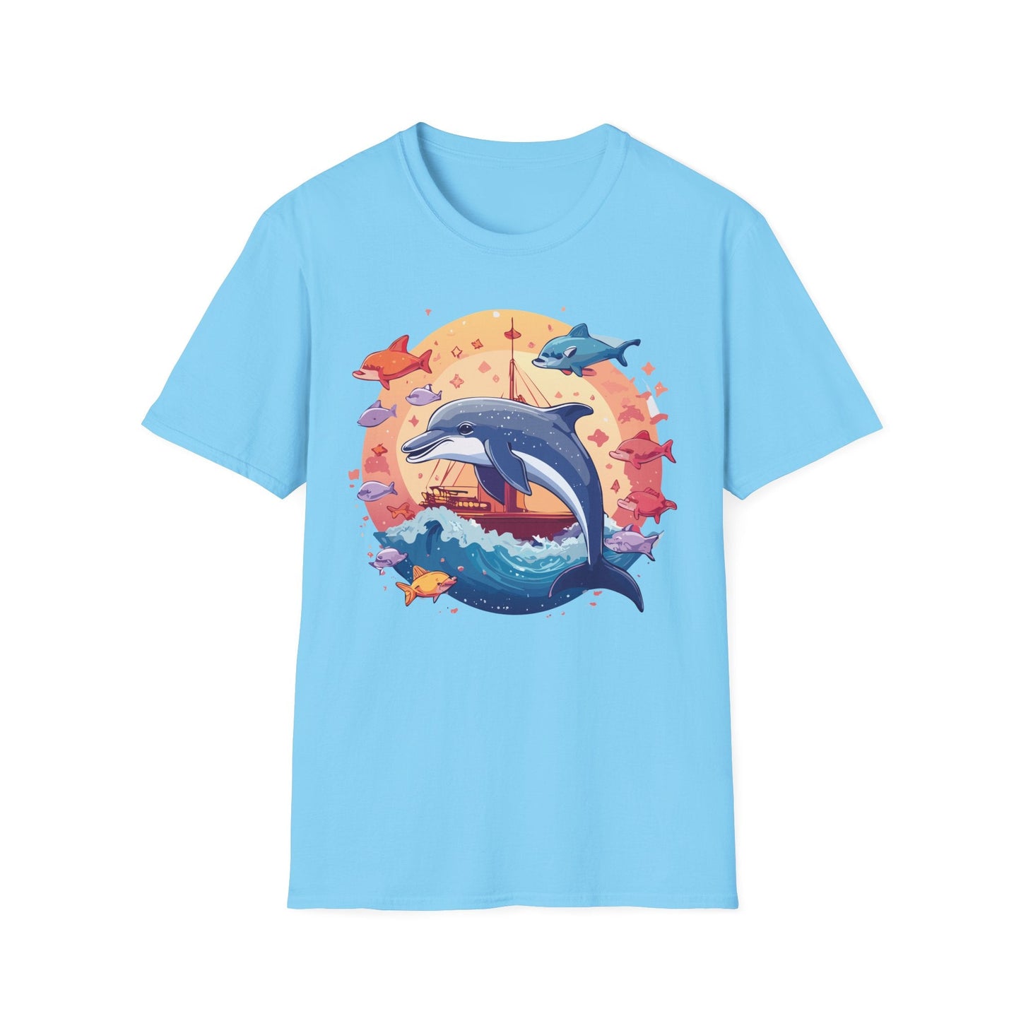 Dolphin Shirt Unisex Softstyle Cotton Tee 100 Percent Ring Spun Lightweight Breathable