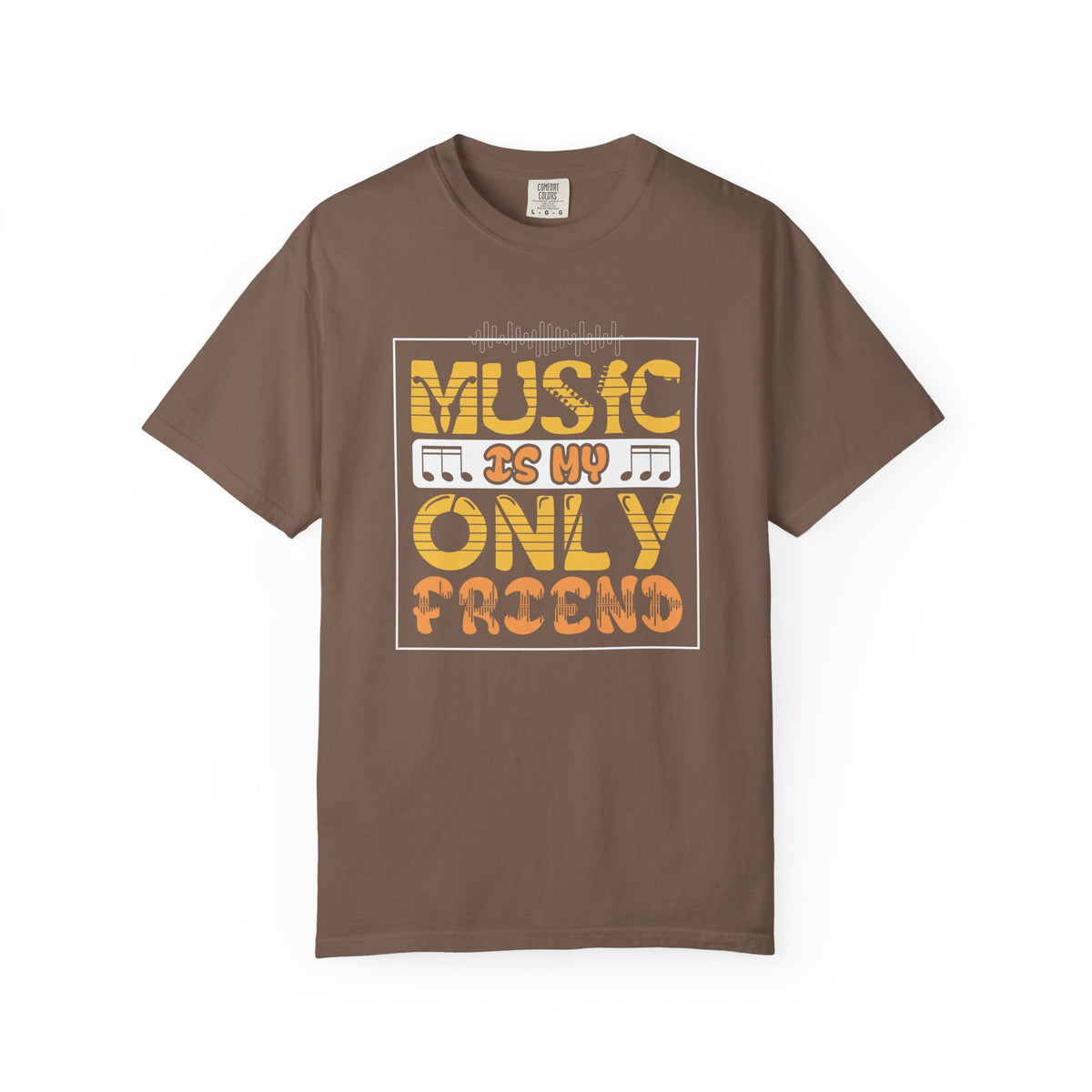 Music Is My Only Friend T-Shirt Retro Typography Musical Notes Unisex Cotton Tee 069