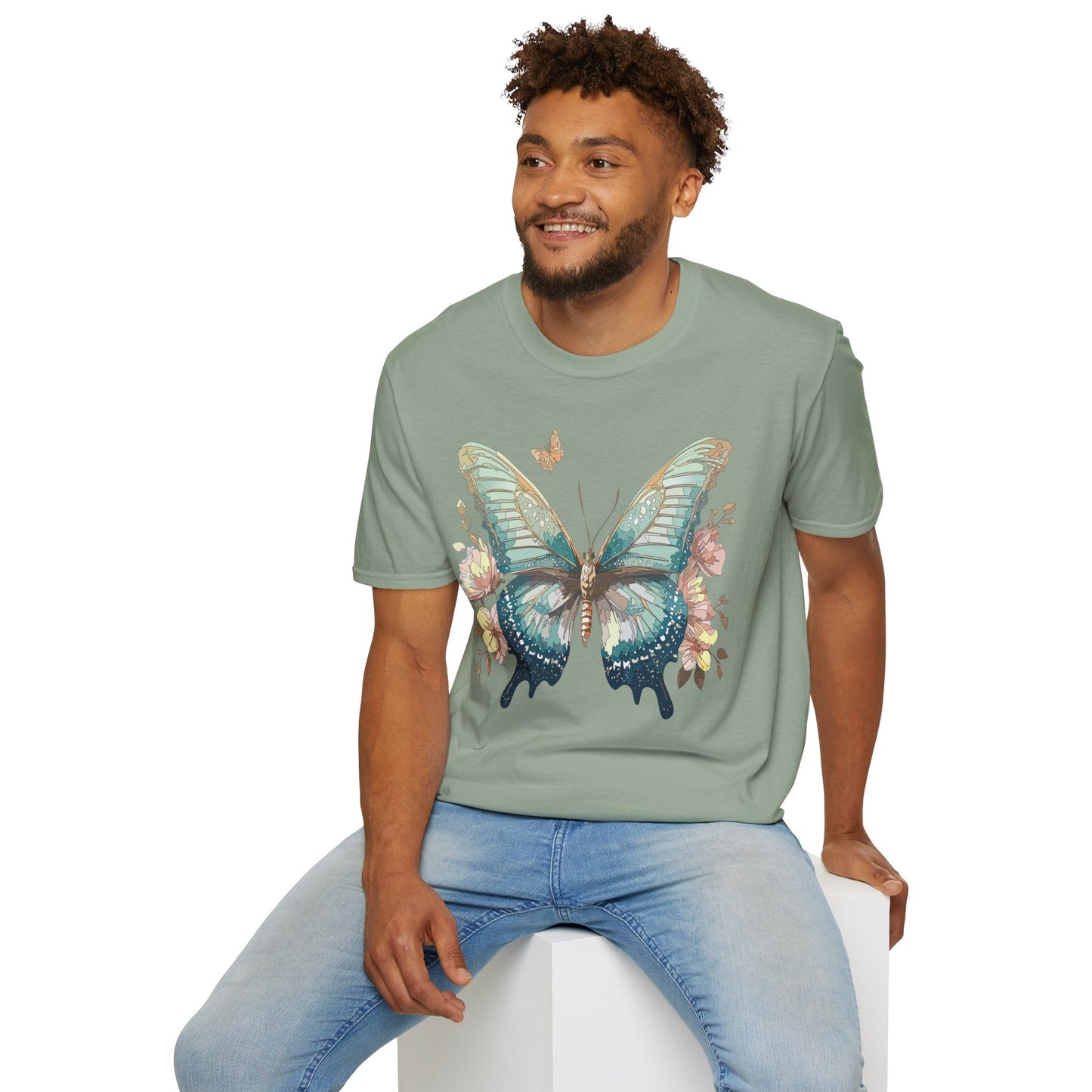 Butterfly Print Unisex T Shirt Monarch Design Softstyle 64000 Gildan Cotton Tee Quality