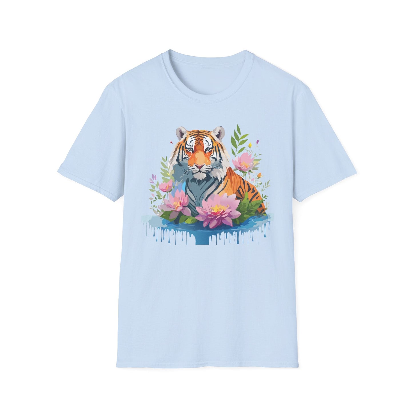 Tiger Print Unisex T Shirt Gildan Softstyle 64000 Animal Tee