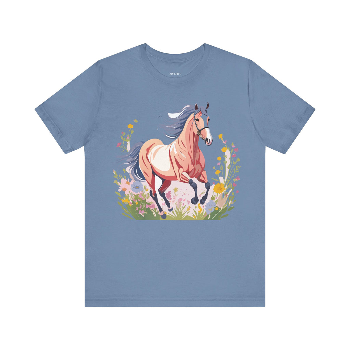 Horse Graphic Unisex Cotton Bella+Canvas Tee with Art Animal Design e29