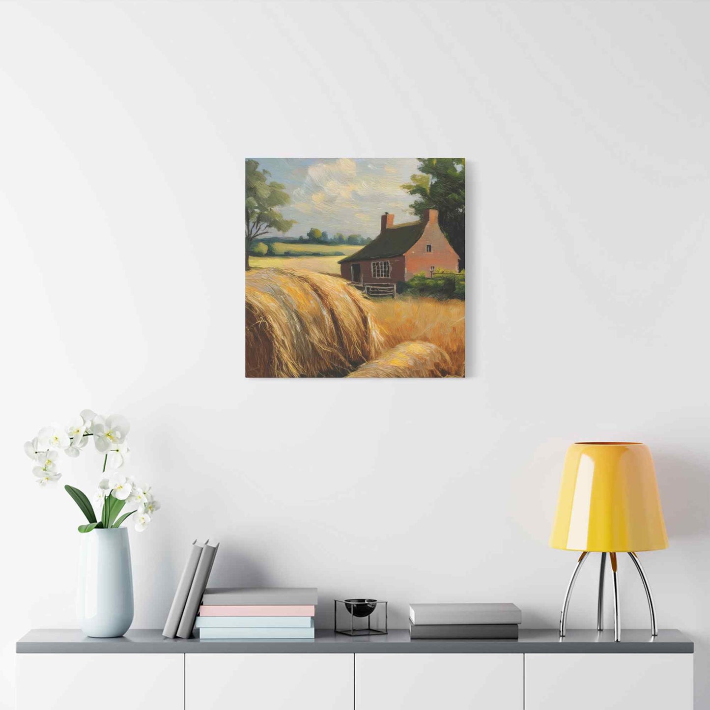 Countryside Print Canvas, Oil Paint Print 20x20, 24x24, 30x30, 32x32, 36x36 Art Design Print Pine-Wood Inner Frame MC- 47