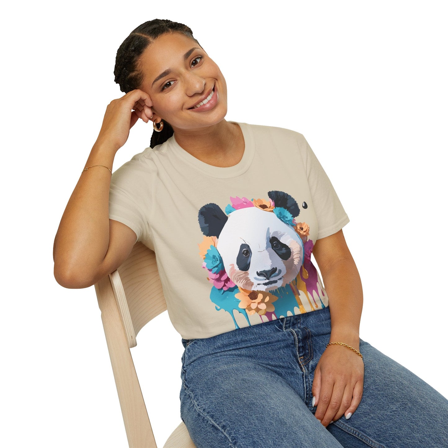 Unisex Panda Shirt Softstyle Cotton Tee For Everyday Wear With Cute Animal Print