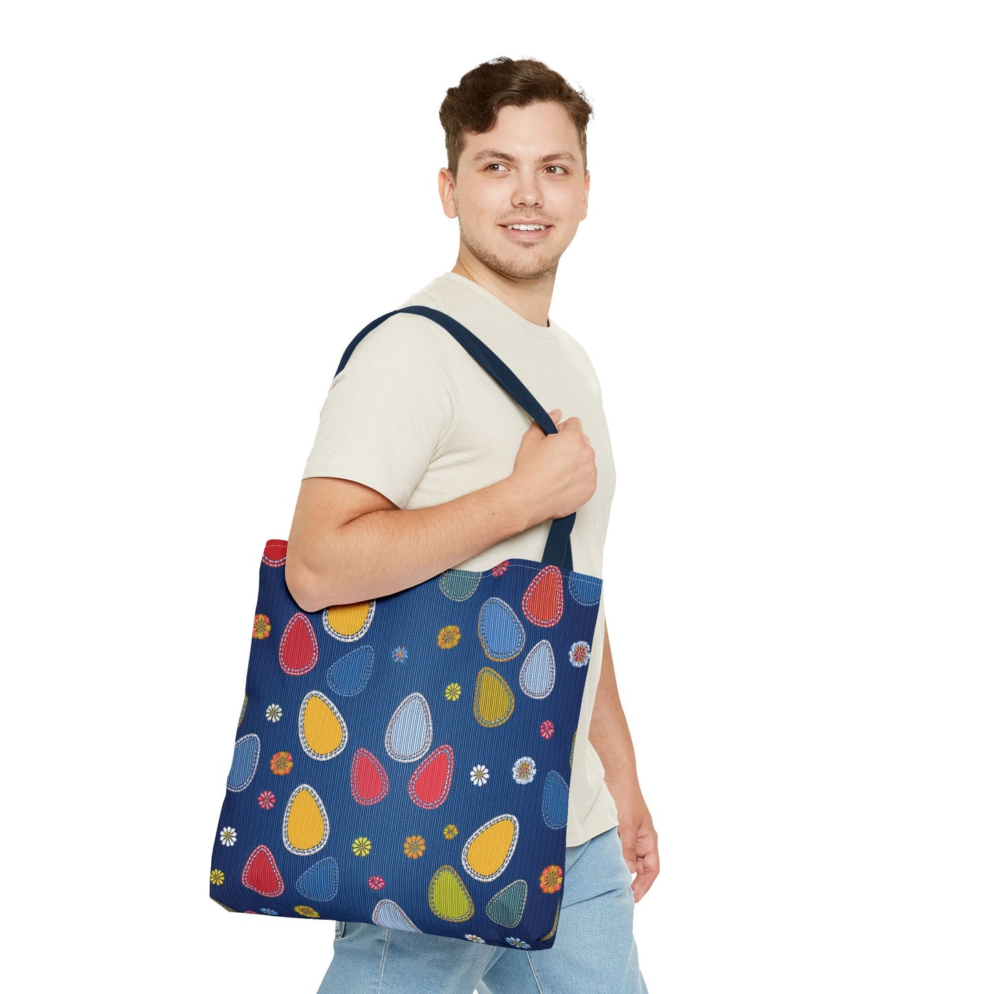 Easter Graphic Design Denim Fabric Imitation Print Unisex Canvas Bag Poly Spun 3 Sizes Tote Bag 204-13