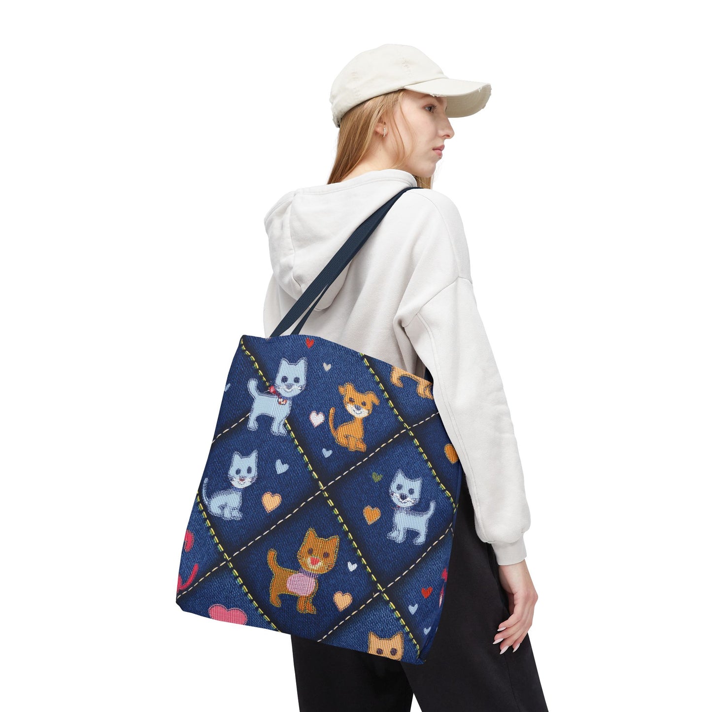 Love Day Graphic Design Denim Fabric Imitation Print Unisex Canvas Bag POLY 3 Sizes Tote Bag 201-2