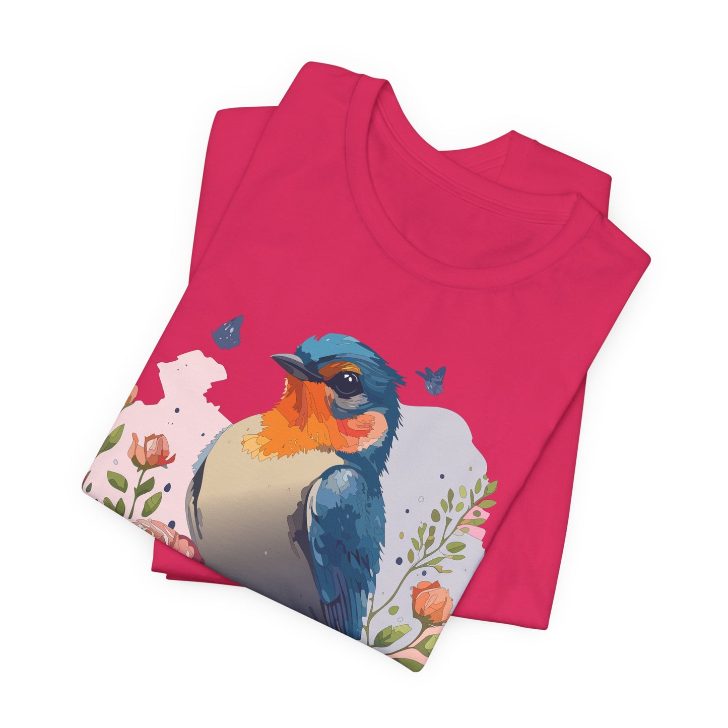 Floral Bird Tee, Animal Shirt, Bird Shirt, Floral Tee, Flower T-shirt, T-Shirt with Animal