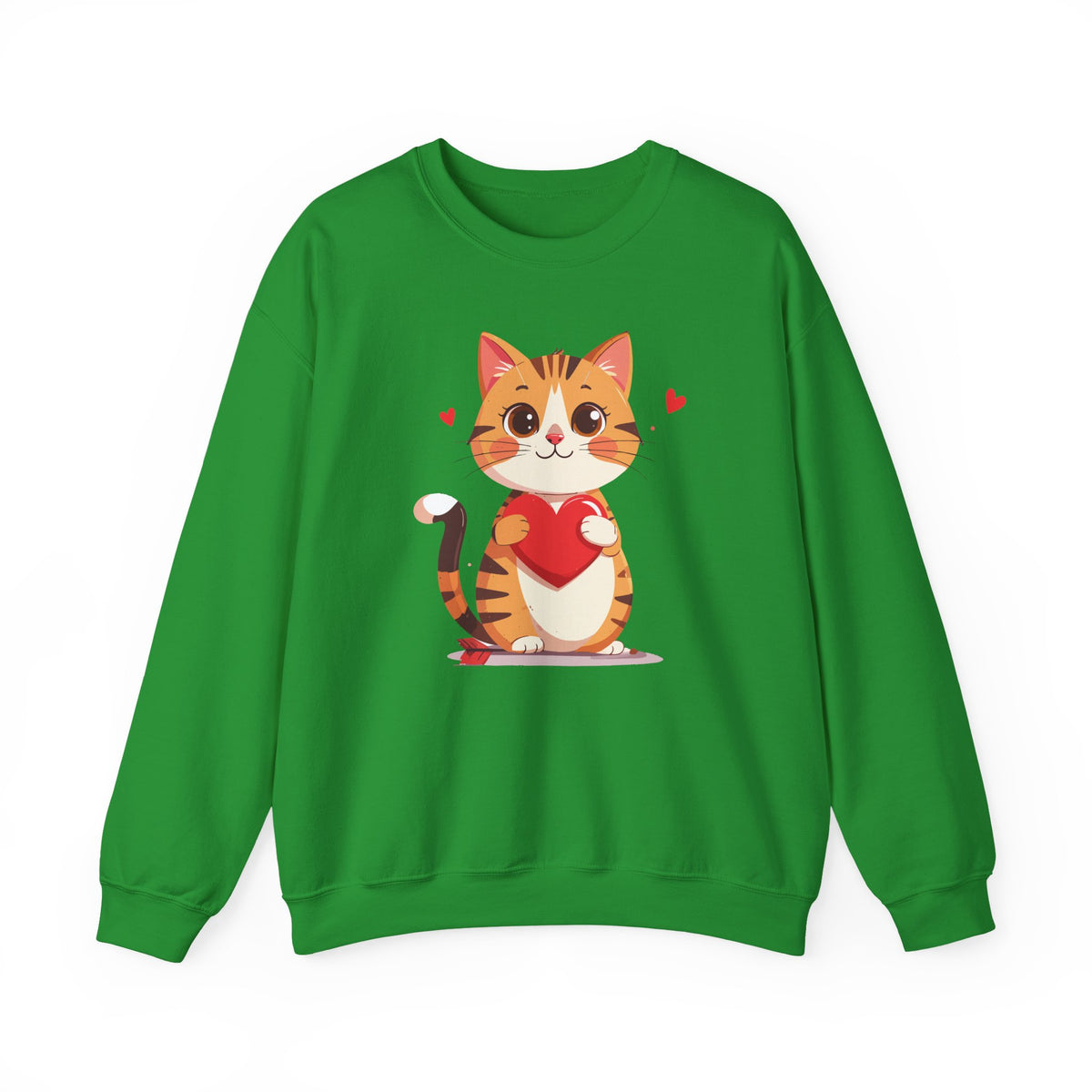 Cat Heart Sweatshirt, Heart Sweatshirt, Cat Sweatshirt, Valentine's Day Sweatshirt, 50/50 Cotton-Poly Animal Sweatshirt 103