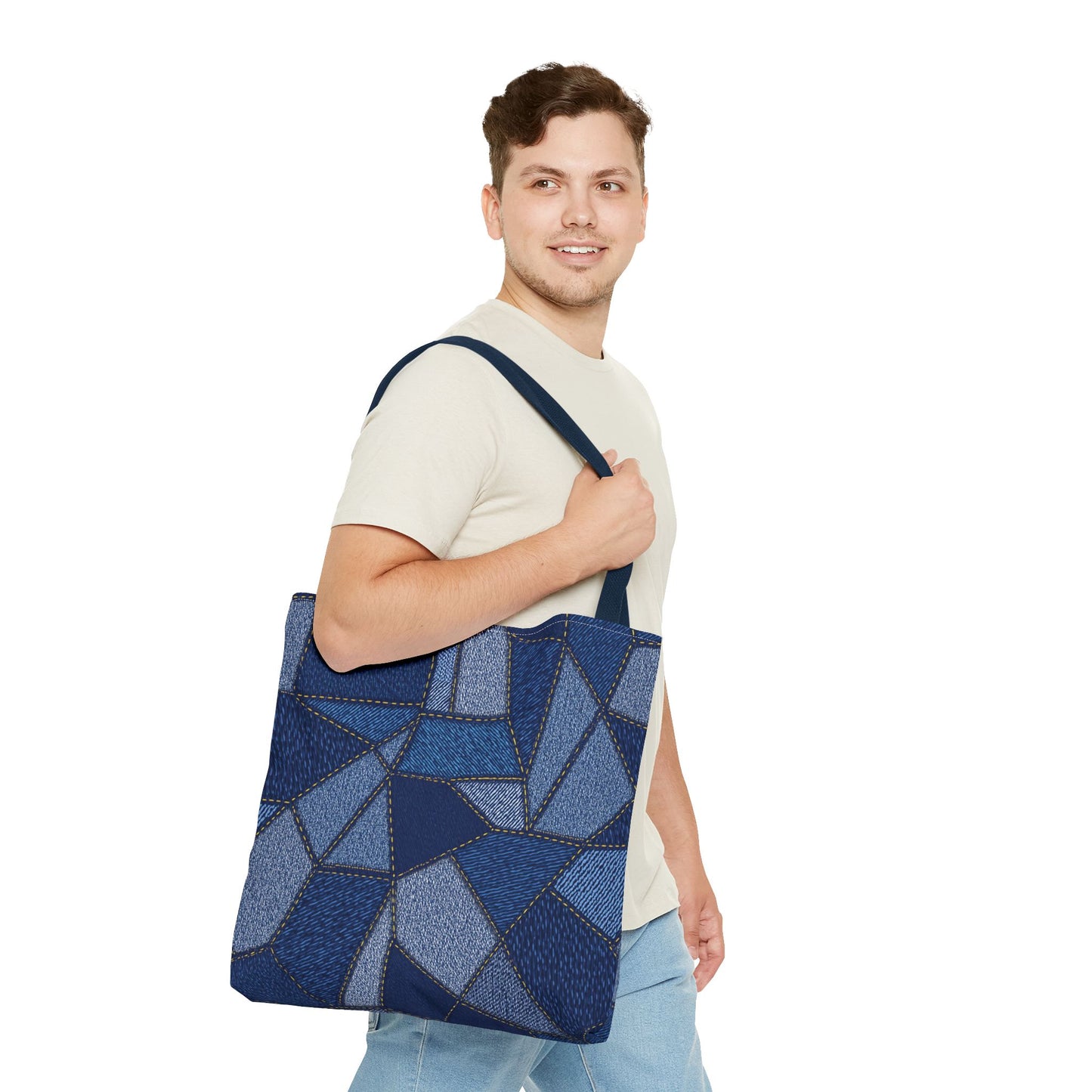 Denim Fabric Imitation Print Unisex Canvas Bag Poly Spun 3 Sizes Tote Bag 104