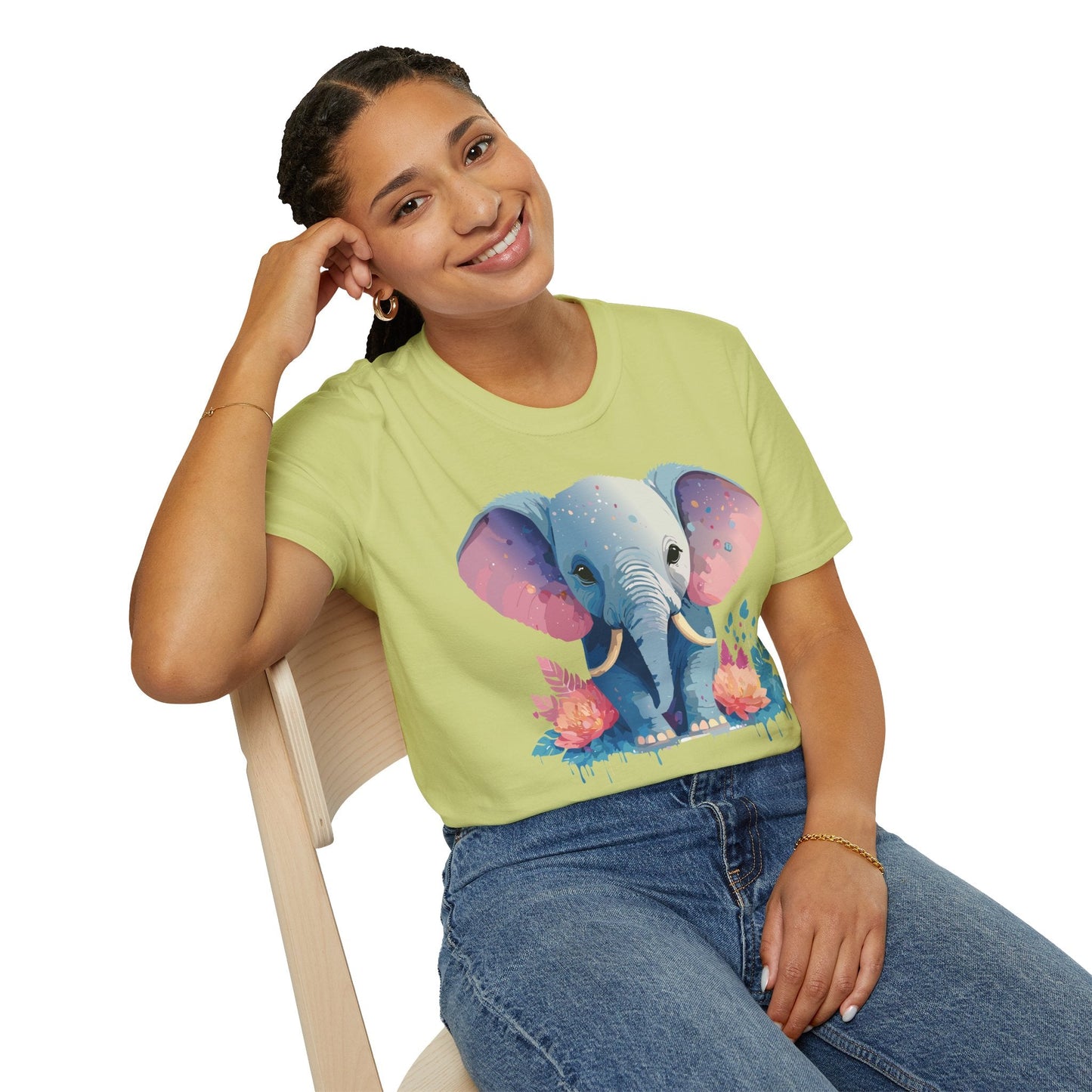 Elephant T Shirt For Adults Unisex Gildan Softstyle 64000 100 Percent Ring Spun Cotton Tee