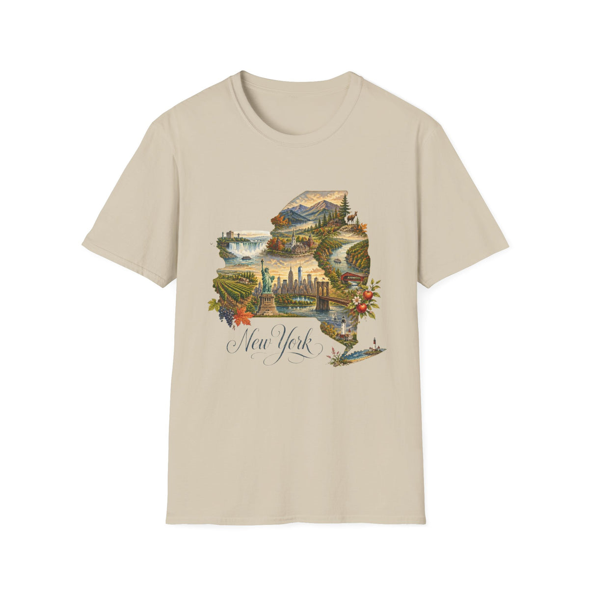New York State Travel Tourist Graphic Design Unisex 100 Cotton Gildan T-Shirt