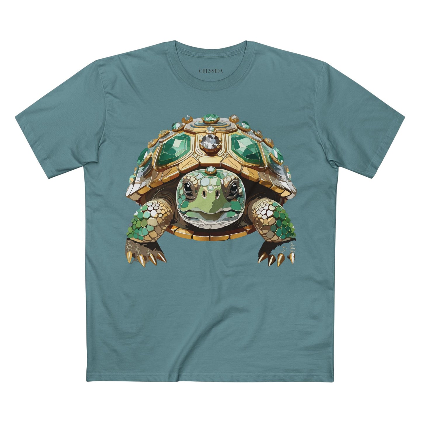 Turtle Graphic Unisex 100 Cotton Tee With Unique Animal Golden Medallion Art Design 31