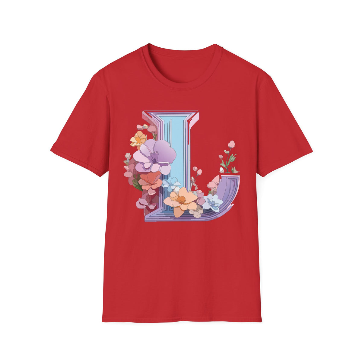 Floral Letter L T-Shirt | Botanical Initial Monogram Tee