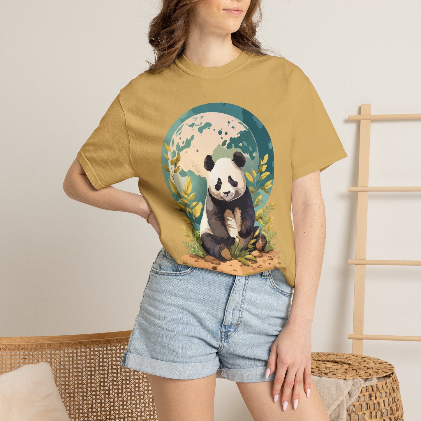 Panda Portrait Graphic T-Shirt Unisex Cotton Floral Animal Art Tee pp6