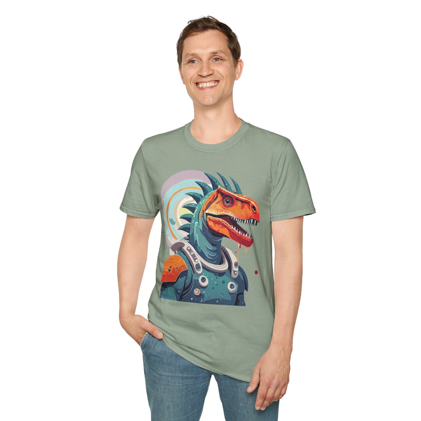 Unisex Gildan Softstyle 64000 Alien T Shirt With Cosmos Space Alien Art Graphic Tee