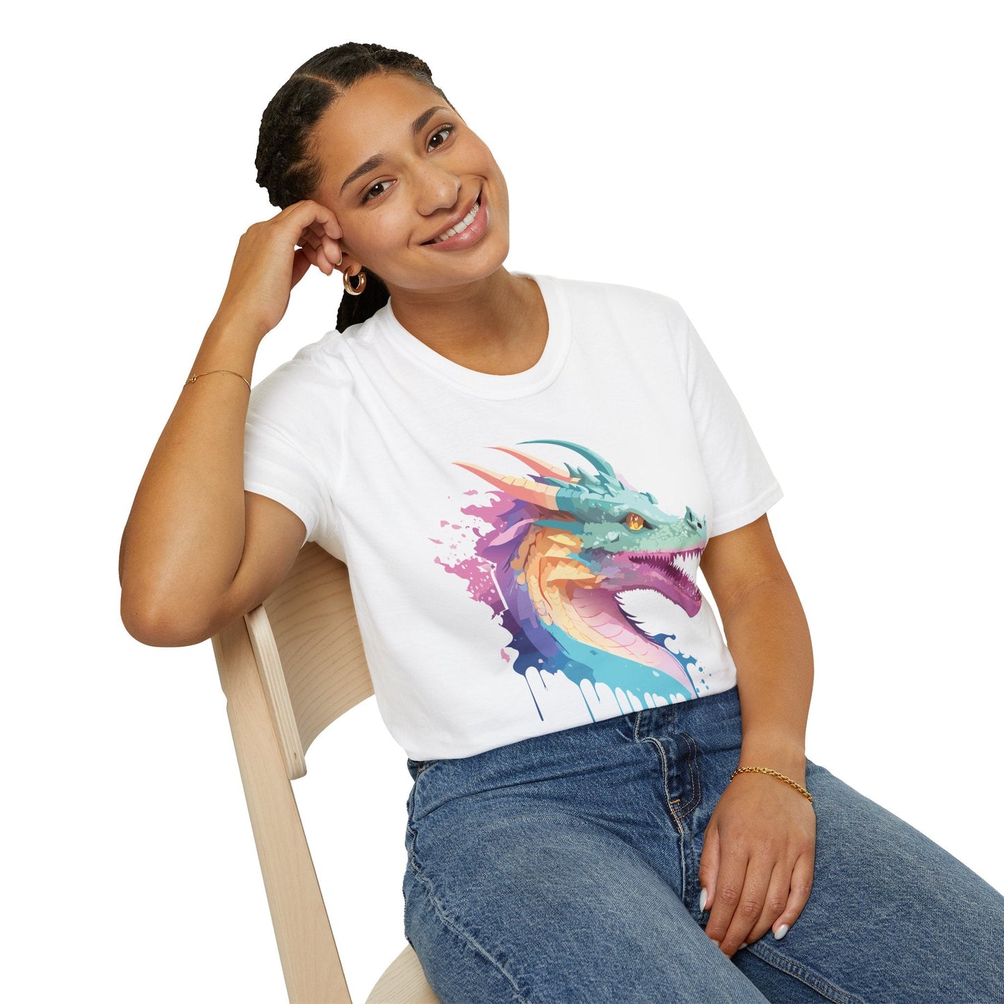 Dragon Graphic Tee Unisex Short Sleeve Dragon Shirt With Animal Design Gildan SoftStyle 64000