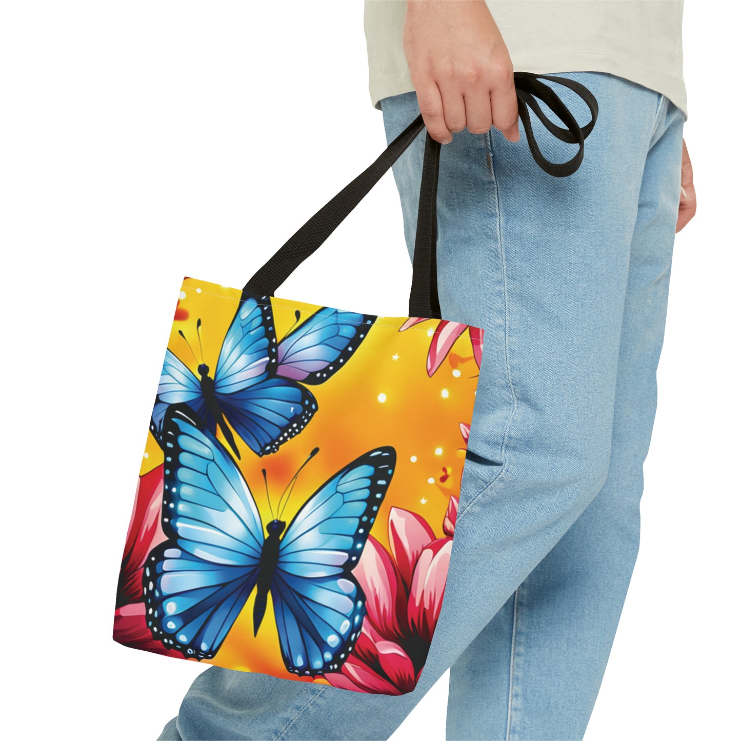 Bolsa de lona con estampado de mariposas 