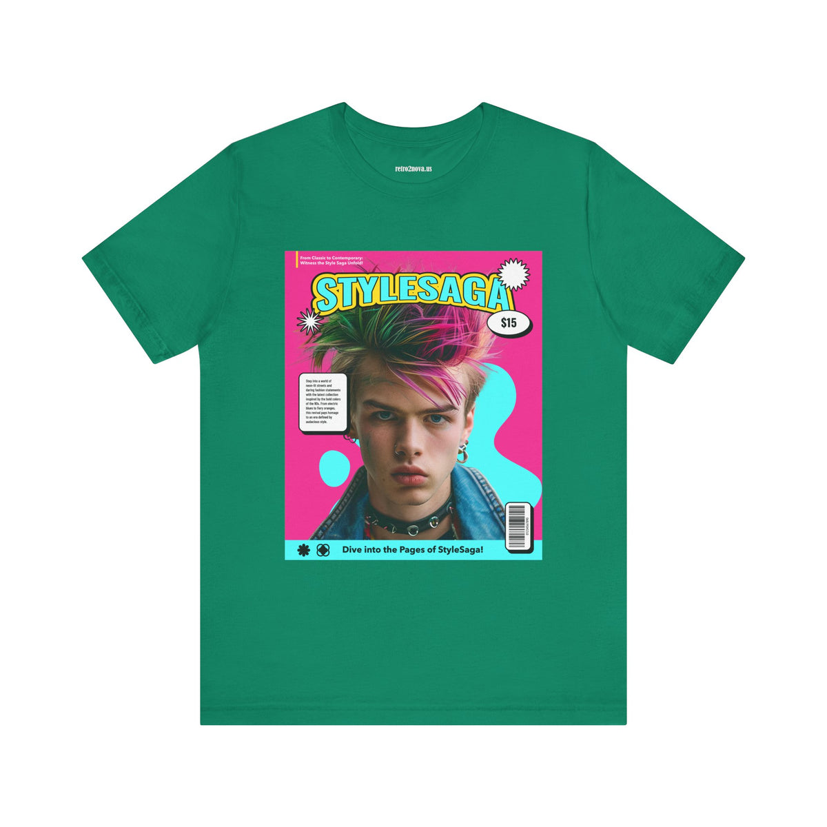 Magazine Cover Graphic Unisex Cotton Bella+Canvas Tee with Retro Poster ab33