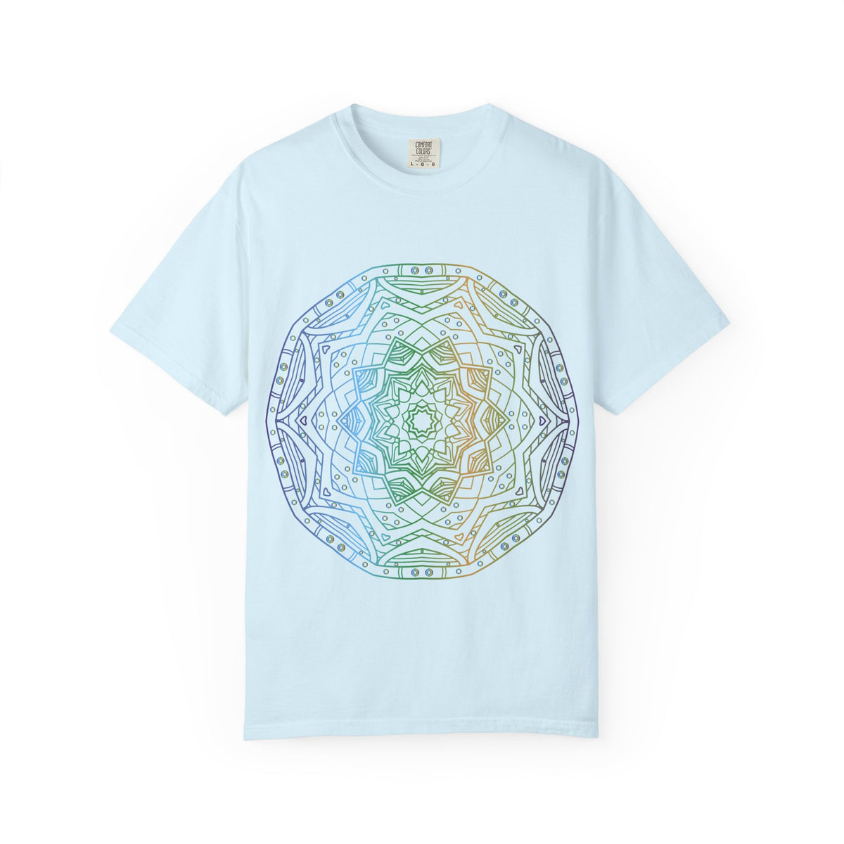 Unisex Garment Dyed Cotton T-Shirt with Mandala Graphic Design