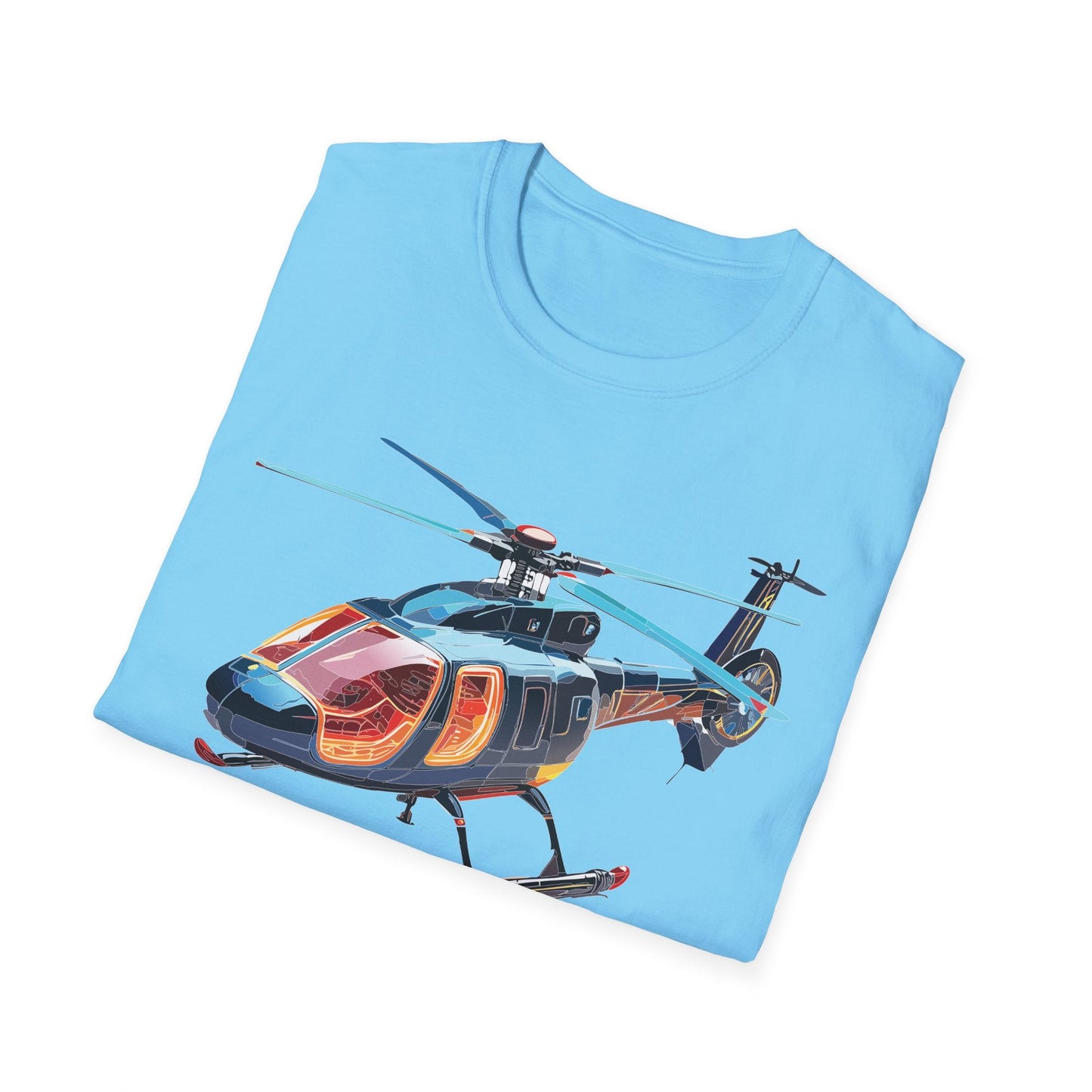 Unisex Helicopter Chopper Shirt Graphic Tee Softstyle 64000 100 Percent Ring Spun Cotton