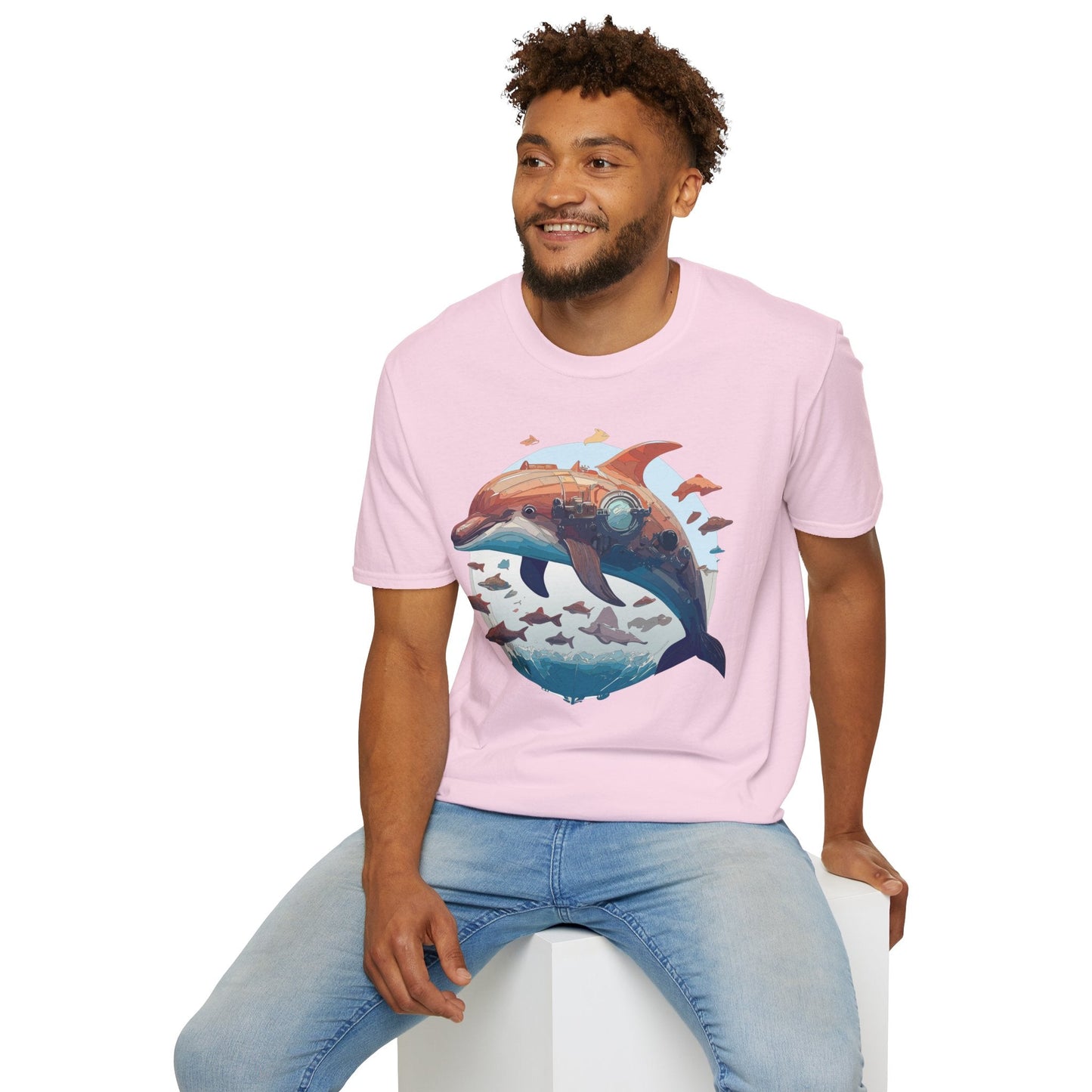 Unisex Dolphin Shirt Softstyle Tee Gildan 64000 Ring Spun Cotton Animal Graphic Design