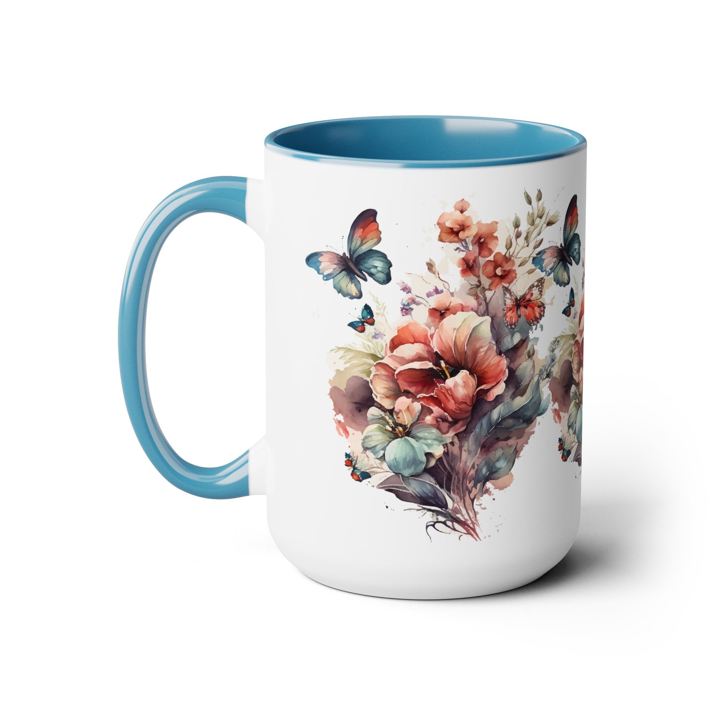 Two-Tone Coffee Mugs with butterfly