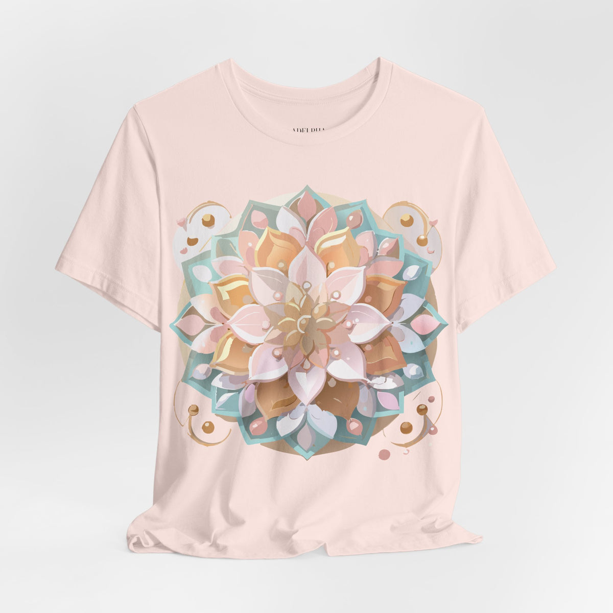Mandala Graphic Unisex Cotton Bella+Canvas Tee with Floral Art Design d19