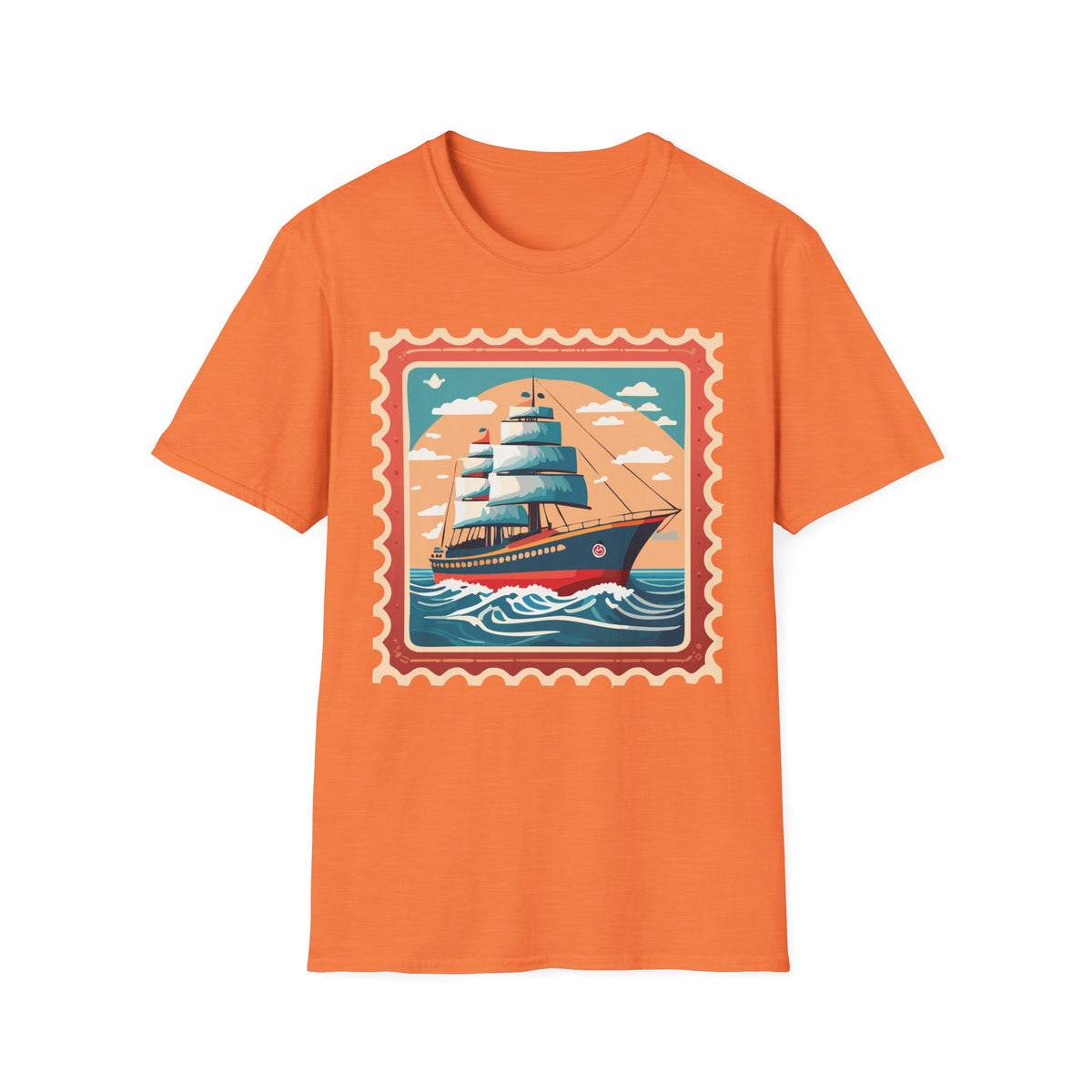 Vintage Sailing Ship T-Shirt | Retro Ocean Stamp Graphic Tee