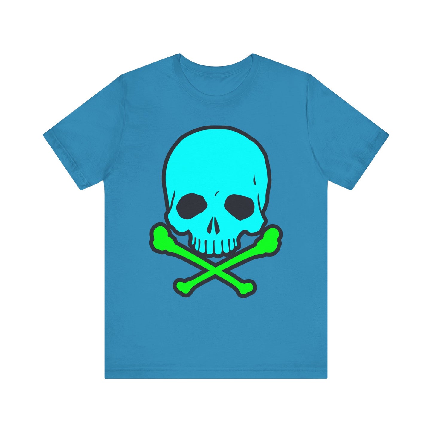 Blue Skull Graphic Design Tee, Skull Shirt, Vintage Tees, Art Design T-Shirt, Vintage Graphic Tee, Art Shirts with Skulls