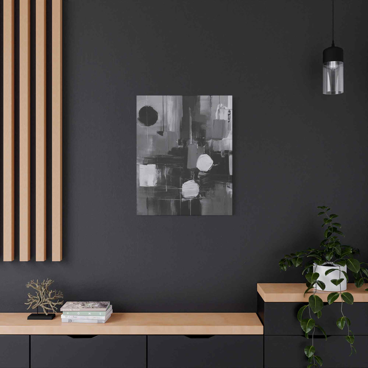 Black Abstract Painting Print Canvas 20x24,20x30,24x30, 24x32,24x36,30x40, 32x48,36x48,40x60 Pine-Wood Inner Frame ABS-16