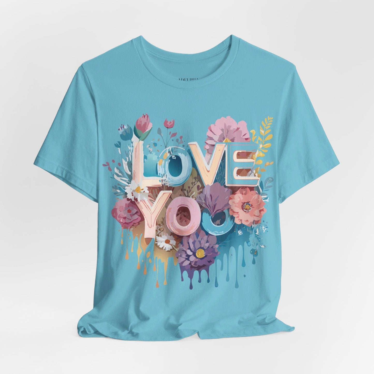 Valentine Day Graphic Unisex 100 Cotton Vintage Artwork with Love and Flower Design Tee 37