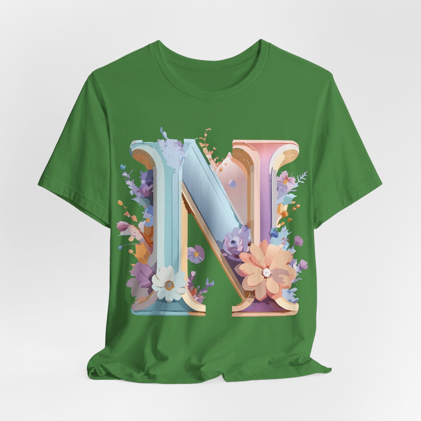 Letter N Shirt Graphic Tee Unisex Vintage Inspired Art Adelpha Design Short Sleeve