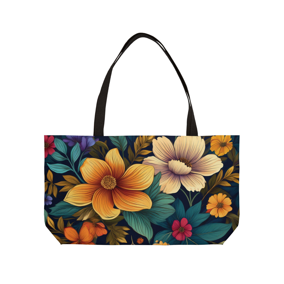 Floral Print Poly Canvas Weekender Bag 1