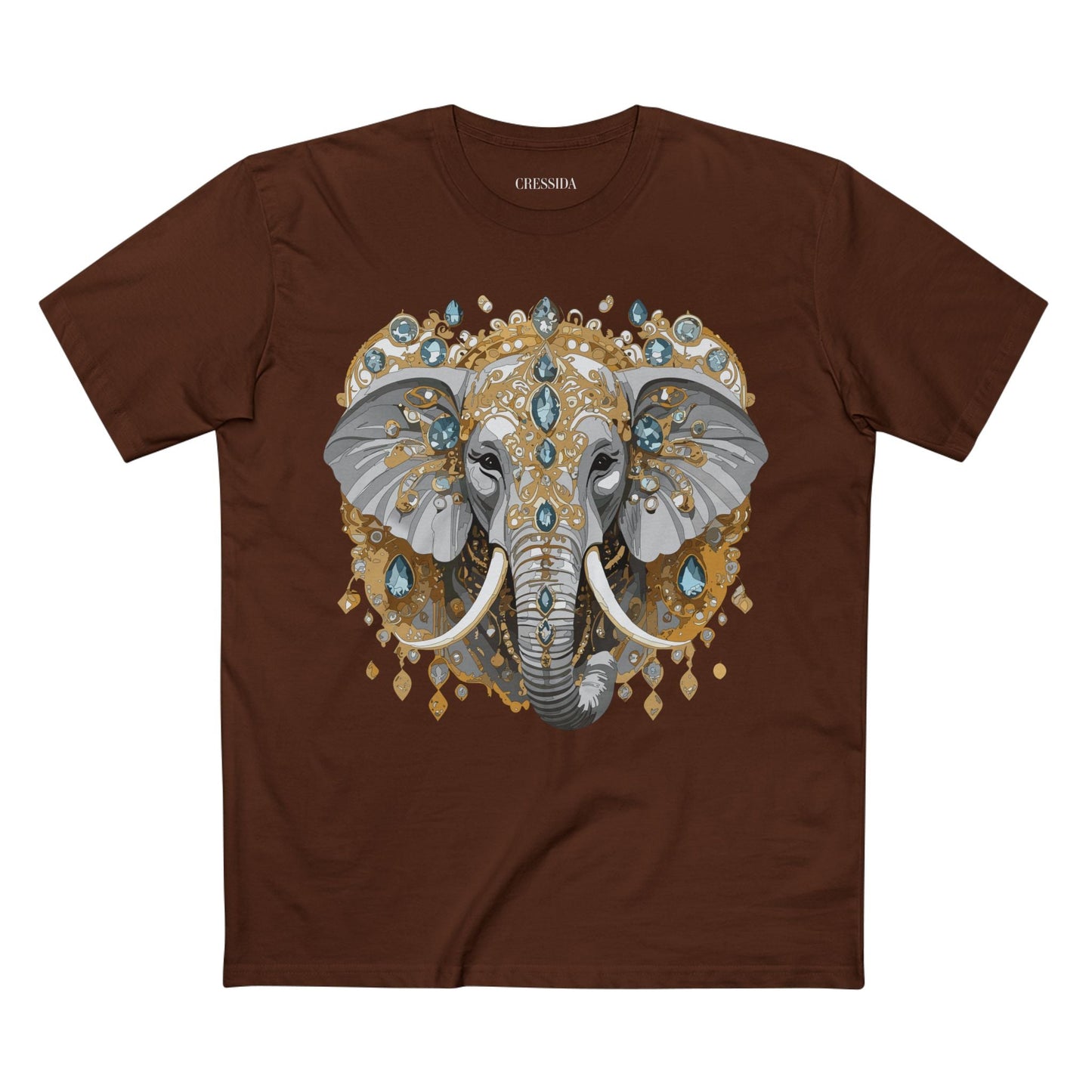 Elephant Graphic Unisex 100 Cotton Tee With Unique Animal Golden Medallion Art Design 38