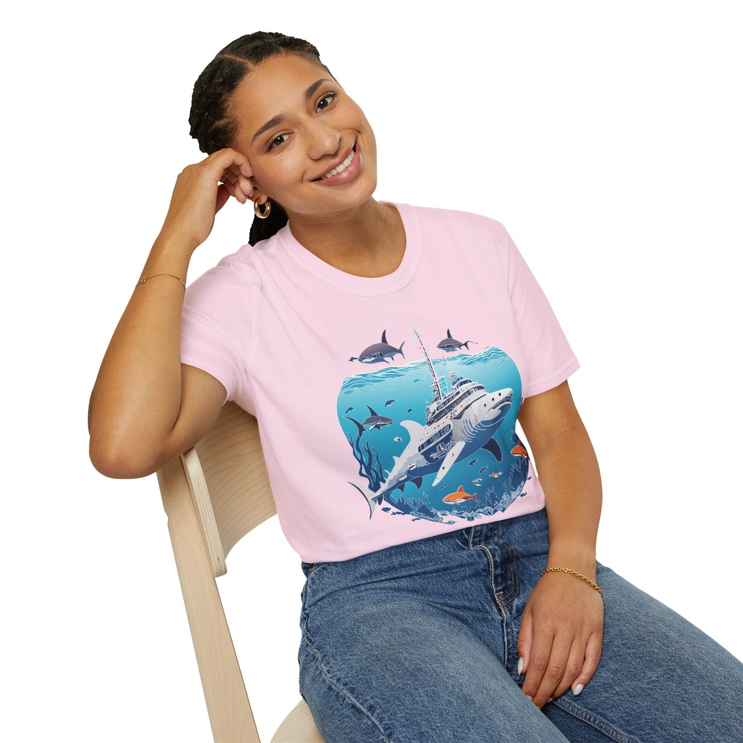 Ocean Tee Shirt Unisex Softstyle 64000 Ring Spun Cotton Art Design Tee For Everyday Comfort