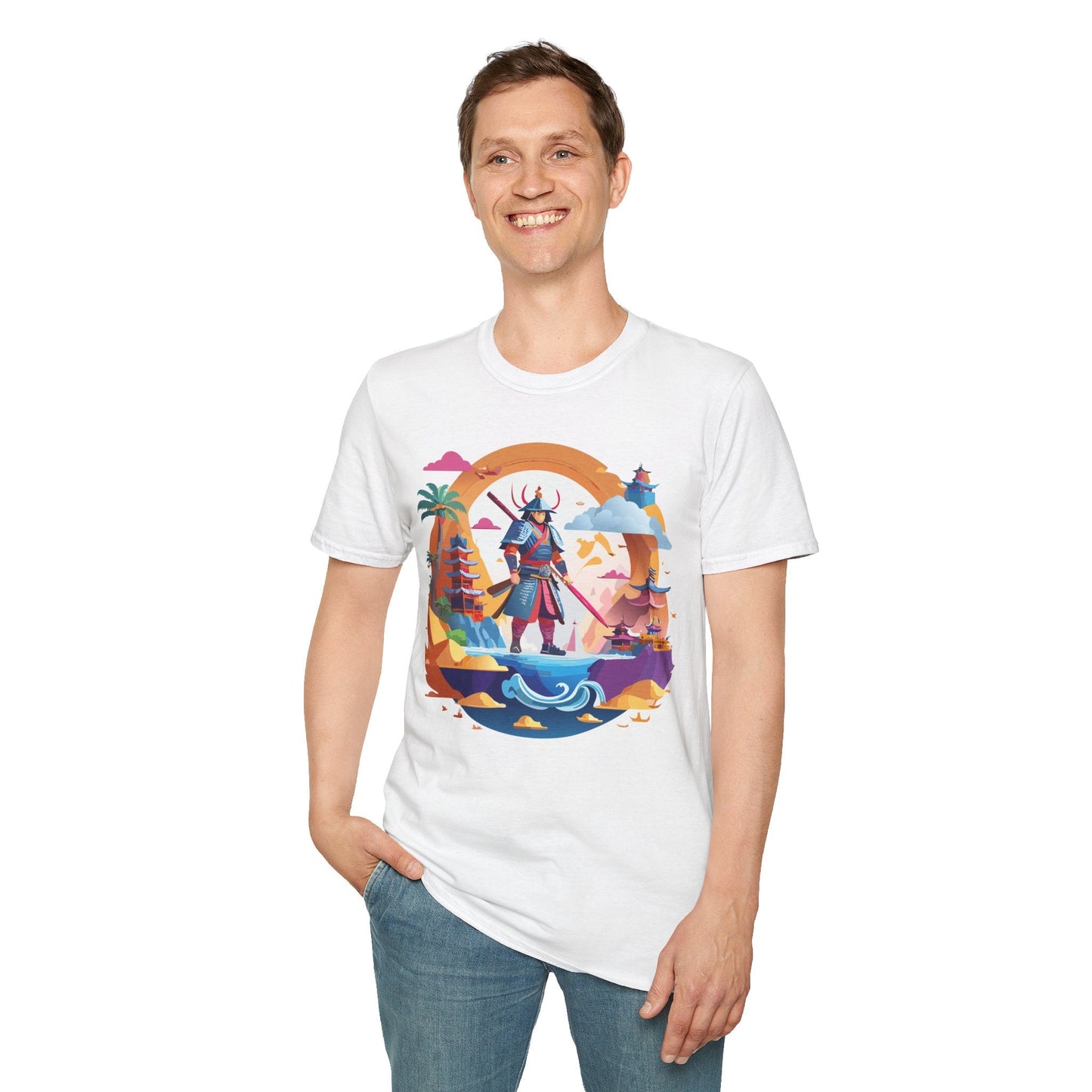Samurai T Shirt Unisex Gildan Softstyle 64000 100 Percent Ring Spun Cotton Lightweight Tee