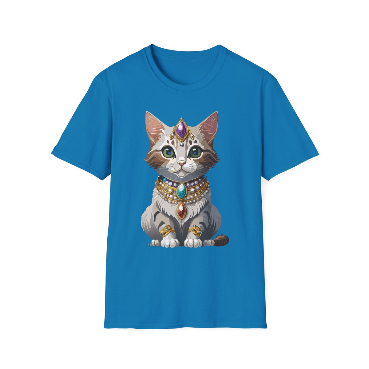 Jeweled Cat Portrait T-Shirt | Regal Kitty Illustration